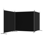 vidaXL Paravan de cameră cu 3 panouri, negru, 525x180 cm, textil vidaXL Paravan de cameră cu 3 panouri, negru, 525x180 cm, textil