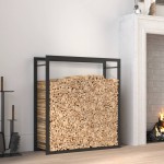 vidaXL Suport pentru lemne de foc, negru mat, 80x28x86 cm, oțel vidaXL Suport pentru lemne de foc, negru mat, 80x28x86 cm, oțel