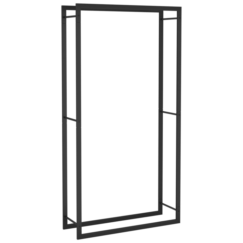 vidaXL Suport pentru lemne de foc, negru mat, 80x28x154 cm, oțel