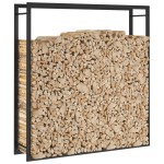vidaXL Suport pentru lemne de foc, negru mat, 110x28x116 cm, oțel