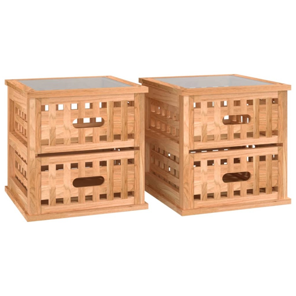 vidaXL Noptiere, 2 buc., 34x34x34 cm, lemn masiv de nuc