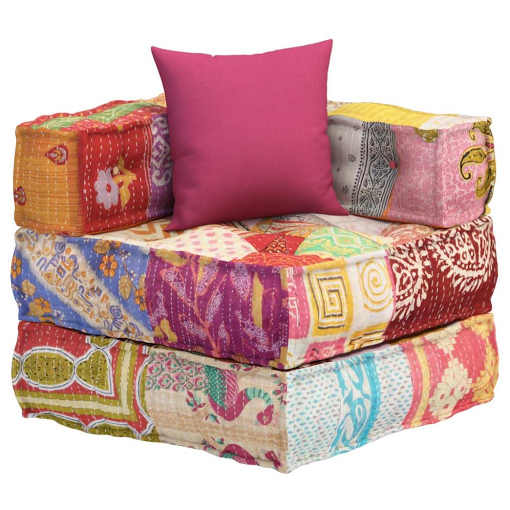 vidaXL Fotoliu puf modular cu pernă, model petice, material textil