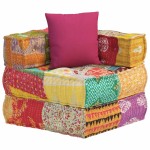 vidaXL Fotoliu puf modular cu pernă, model petice, material textil vidaXL Fotoliu puf modular cu pernă, model petice, material textil