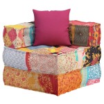 vidaXL Fotoliu puf modular cu pernă, model petice, material textil vidaXL Fotoliu puf modular cu pernă, model petice, material textil