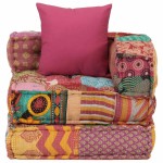 vidaXL Fotoliu puf modular cu pernă, model petice, material textil vidaXL Fotoliu puf modular cu pernă, model petice, material textil