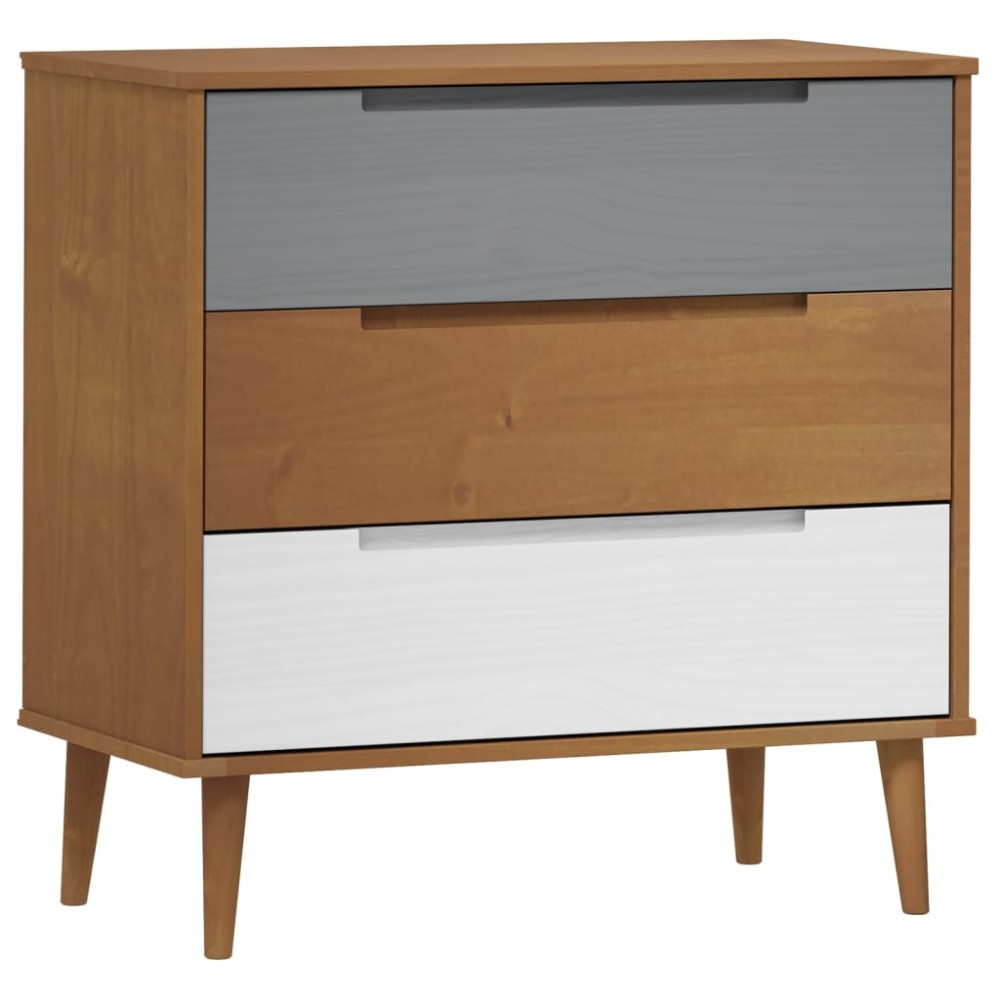 vidaXL Dulap cu sertare „MOLDE” maro, 80x40x80 cm, lemn masiv de pin