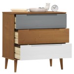 vidaXL Dulap cu sertare „MOLDE” maro, 80x40x80 cm, lemn masiv de pin