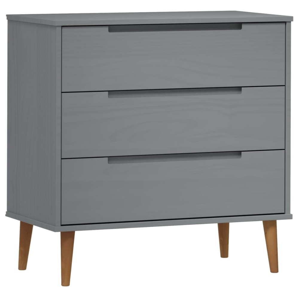vidaXL Dulap cu sertare „MOLDE”, gri, 80x40x80 cm, lemn masiv de pin
