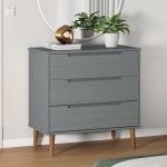 vidaXL Dulap cu sertare „MOLDE”, gri, 80x40x80 cm, lemn masiv de pin vidaXL Dulap cu sertare „MOLDE”, gri, 80x40x80 cm, lemn masiv de pin