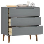 vidaXL Dulap cu sertare „MOLDE”, gri, 80x40x80 cm, lemn masiv de pin vidaXL Dulap cu sertare „MOLDE”, gri, 80x40x80 cm, lemn masiv de pin