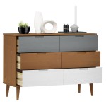 vidaXL Dulap cu sertare „MOLDE”, maro, 113x40x80 cm, lemn masiv de pin vidaXL Dulap cu sertare „MOLDE”, maro, 113x40x80 cm, lemn masiv de pin