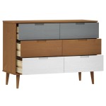 vidaXL Dulap cu sertare „MOLDE”, maro, 113x40x80 cm, lemn masiv de pin vidaXL Dulap cu sertare „MOLDE”, maro, 113x40x80 cm, lemn masiv de pin