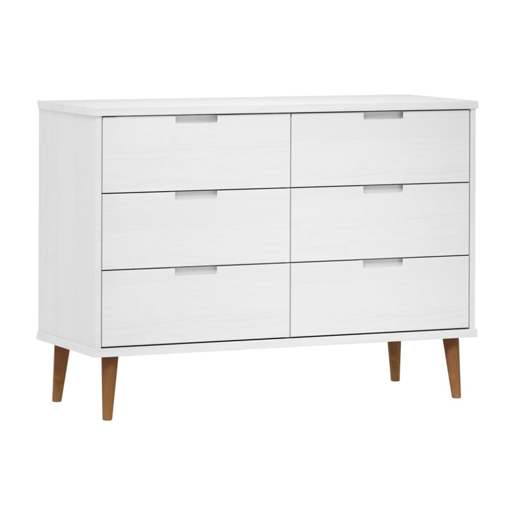 vidaXL Dulap TV „MOLDE” alb, 113x40x80 cm, din lemn masiv de pin
