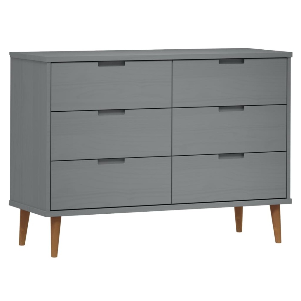 vidaXL Dulap cu sertare „MOLDE”, gri, 113x40x80 cm, lemn masiv de pin