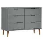 vidaXL Dulap cu sertare „MOLDE”, gri, 113x40x80 cm, lemn masiv de pin vidaXL Dulap cu sertare „MOLDE”, gri, 113x40x80 cm, lemn masiv de pin