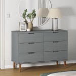 vidaXL Dulap cu sertare „MOLDE”, gri, 113x40x80 cm, lemn masiv de pin vidaXL Dulap cu sertare „MOLDE”, gri, 113x40x80 cm, lemn masiv de pin