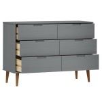 vidaXL Dulap cu sertare „MOLDE”, gri, 113x40x80 cm, lemn masiv de pin vidaXL Dulap cu sertare „MOLDE”, gri, 113x40x80 cm, lemn masiv de pin