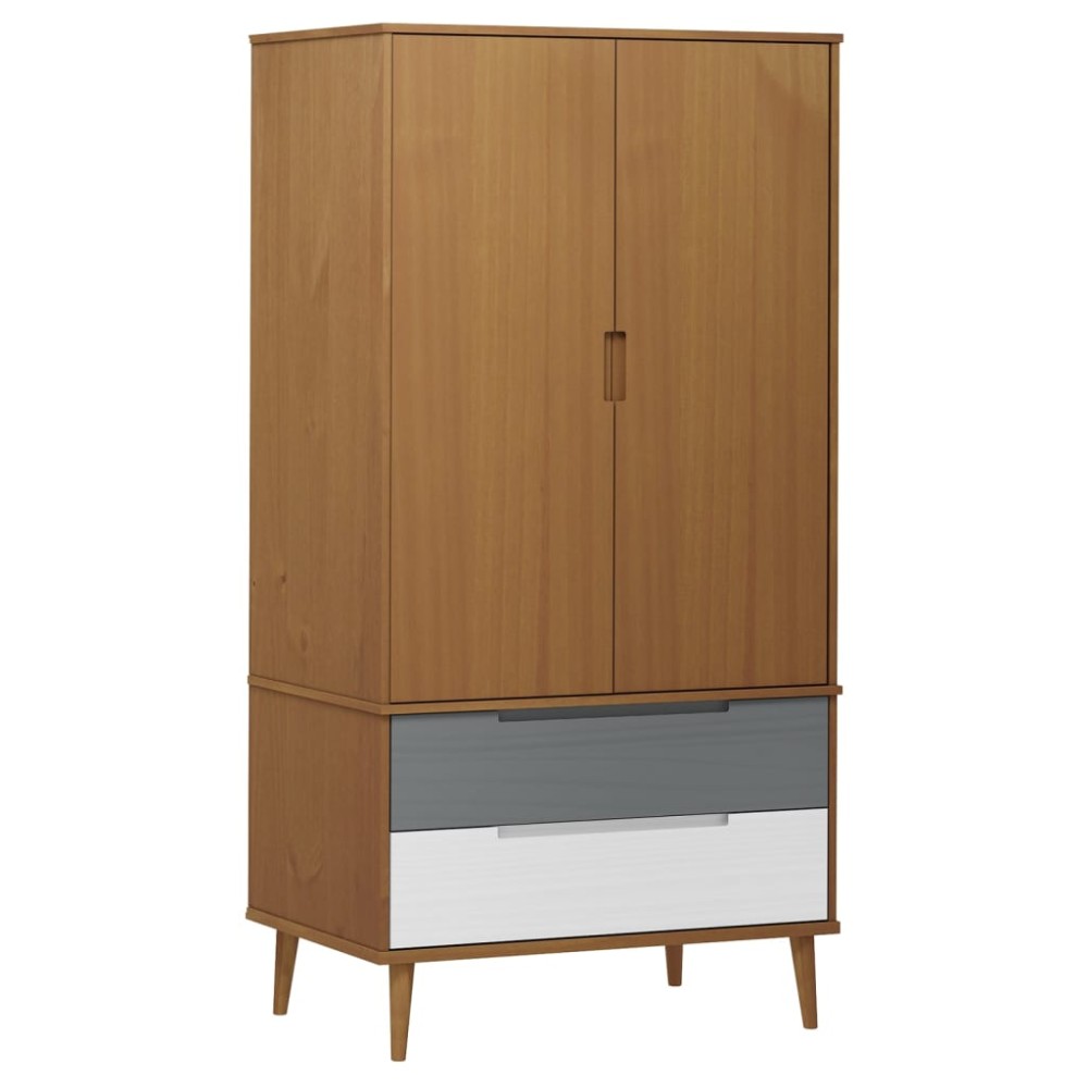 vidaXL Șifonier "MOLDE", maro, 90x55x175 cm, lemn masiv de pin