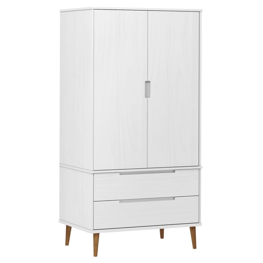 vidaXL Șifonier "MOLDE", alb, 90x55x175 cm, lemn masiv de pin
