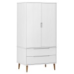 vidaXL Șifonier "MOLDE", alb, 90x55x175 cm, lemn masiv de pin vidaXL Șifonier "MOLDE", alb, 90x55x175 cm, lemn masiv de pin