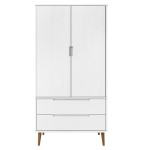 vidaXL Șifonier "MOLDE", alb, 90x55x175 cm, lemn masiv de pin vidaXL Șifonier "MOLDE", alb, 90x55x175 cm, lemn masiv de pin