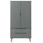 vidaXL Șifonier "MOLDE", gri, 90x55x175 cm, lemn masiv de pin