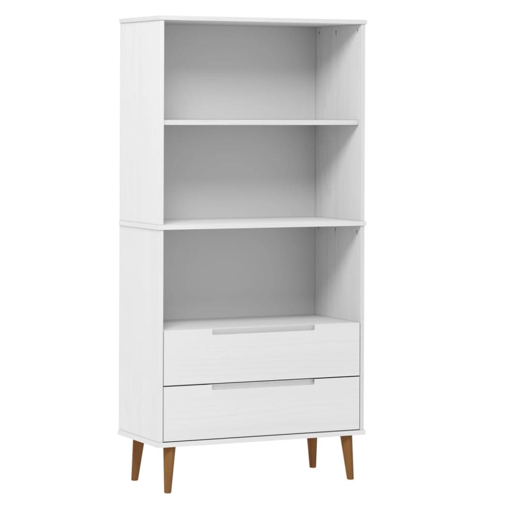 vidaXL Bibliotecă „MOLDE” alb, 85x35x170,5 cm, lemn masiv de pin