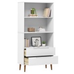 vidaXL Bibliotecă „MOLDE” alb, 85x35x170,5 cm, lemn masiv de pin