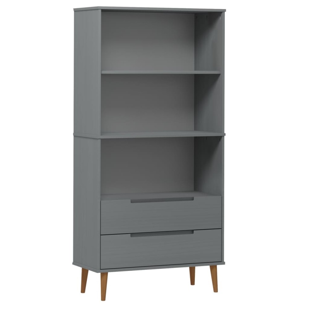 vidaXL Bibliotecă „MOLDE” gri, 85x35x170,5 cm, lemn masiv de pin