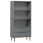 vidaXL Bibliotecă „MOLDE” gri, 85x35x170,5 cm, lemn masiv de pin vidaXL Bibliotecă „MOLDE” gri, 85x35x170,5 cm, lemn masiv de pin