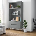 vidaXL Bibliotecă „MOLDE” gri, 85x35x170,5 cm, lemn masiv de pin vidaXL Bibliotecă „MOLDE” gri, 85x35x170,5 cm, lemn masiv de pin