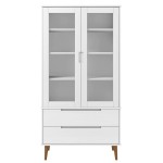 vidaXL Dulap cu vitrină, alb, 90x35x175 cm, lemn masiv de pin vidaXL Dulap cu vitrină, alb, 90x35x175 cm, lemn masiv de pin