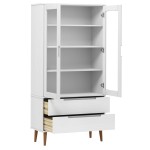 vidaXL Dulap cu vitrină, alb, 90x35x175 cm, lemn masiv de pin vidaXL Dulap cu vitrină, alb, 90x35x175 cm, lemn masiv de pin