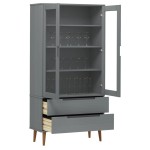 vidaXL Dulap cu vitrină, gri, 90x35x175 cm, lemn masiv de pin vidaXL Dulap cu vitrină, gri, 90x35x175 cm, lemn masiv de pin