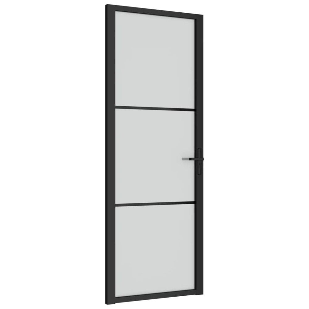 vidaXL Ușă de interior, 76x201,5 cm, sticlă neagră mată și aluminiu