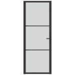 vidaXL Ușă de interior, 76x201,5 cm, sticlă neagră mată și aluminiu vidaXL Ușă de interior, 76x201,5 cm, sticlă neagră mată și aluminiu