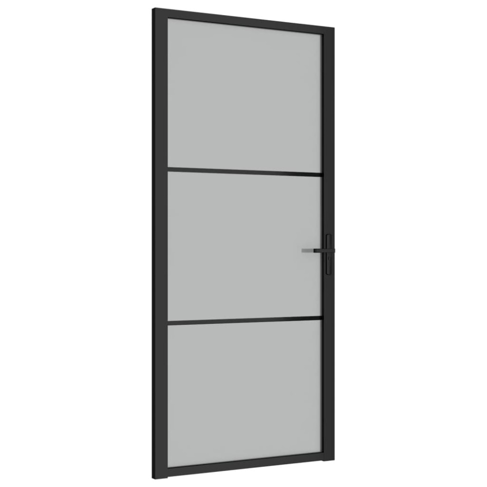 vidaXL Ușă de interior, 93x201,5 cm, sticlă neagră mată și aluminiu