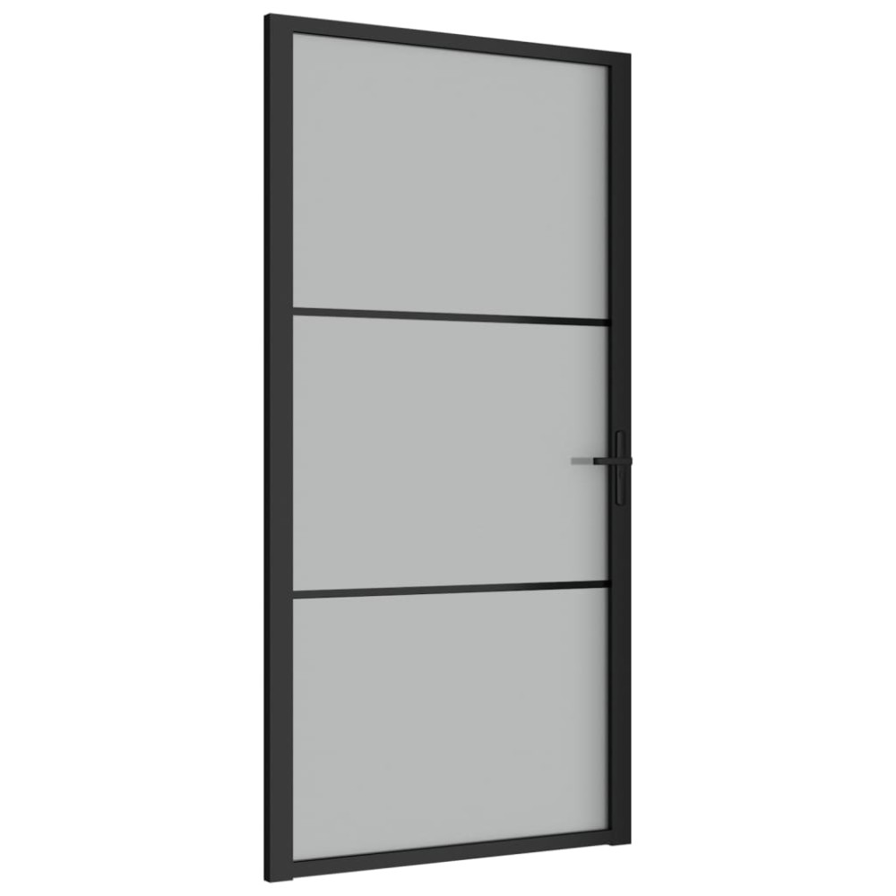vidaXL Ușă de interior, 102,5x201,5 cm, Negru, sticlă mată și aluminiu