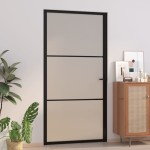 vidaXL Ușă de interior, 102,5x201,5 cm, Negru, sticlă mată și aluminiu vidaXL Ușă de interior, 102,5x201,5 cm, Negru, sticlă mată și aluminiu