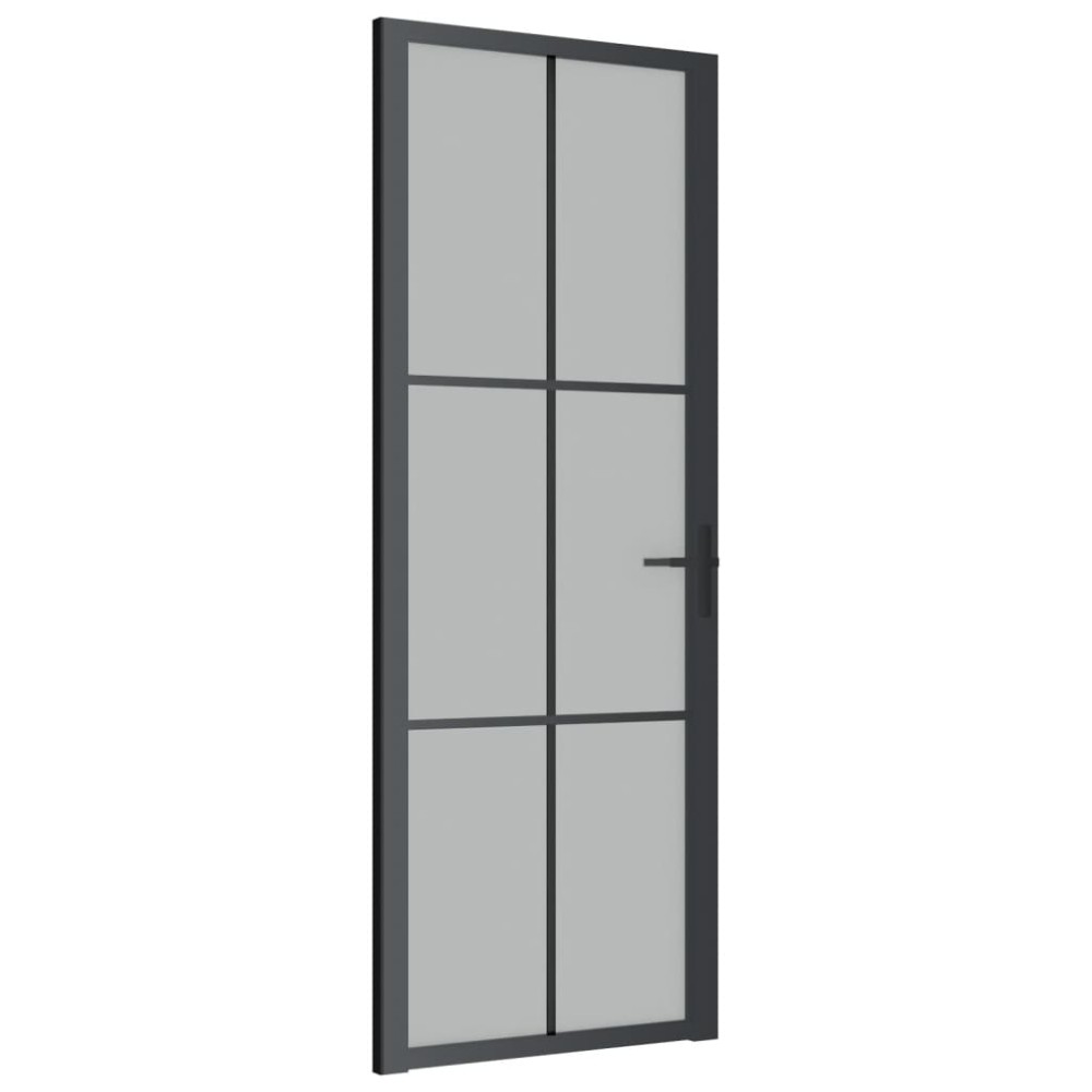 vidaXL Ușă de interior, 76x201,5 cm, sticlă neagră mată și aluminiu