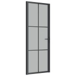 vidaXL Ușă de interior, 76x201,5 cm, sticlă neagră mată și aluminiu vidaXL Ușă de interior, 76x201,5 cm, sticlă neagră mată și aluminiu