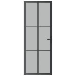 vidaXL Ușă de interior, 76x201,5 cm, sticlă neagră mată și aluminiu vidaXL Ușă de interior, 76x201,5 cm, sticlă neagră mată și aluminiu