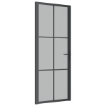 vidaXL Ușă de interior, 83x201,5 cm, sticlă neagră mată și aluminiu