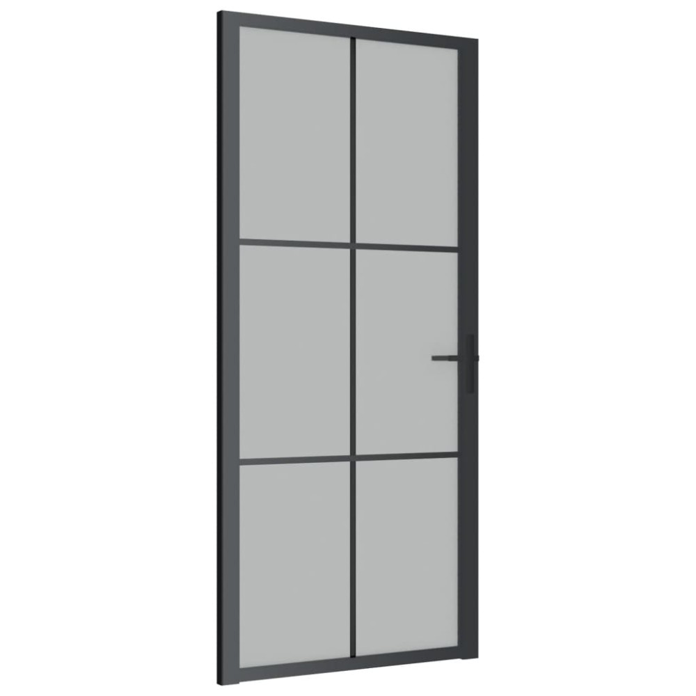 vidaXL Ușă de interior, 93x201,5 cm, sticlă neagră mată și aluminiu