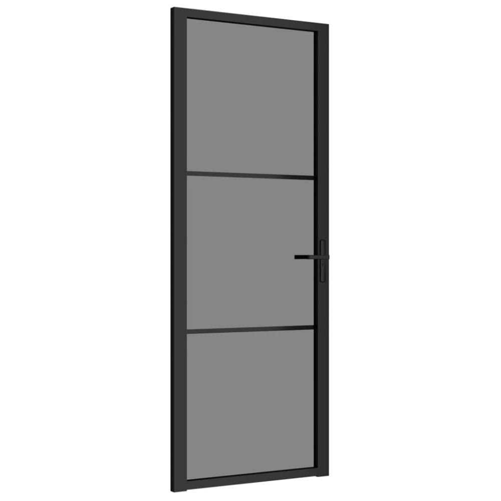 vidaXL Ușă de interior, 76x201,5 cm, negru, sticlă ESG și aluminiu