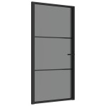 vidaXL Ușă de interior, 102,5x201,5 cm, Negru, sticlă ESG și aluminiu vidaXL Ușă de interior, 102,5x201,5 cm, Negru, sticlă ESG și aluminiu