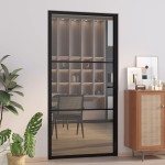 vidaXL Ușă de interior, 102,5x201,5 cm, Negru, sticlă ESG și aluminiu vidaXL Ușă de interior, 102,5x201,5 cm, Negru, sticlă ESG și aluminiu
