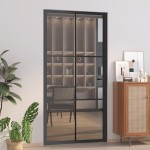 vidaXL Ușă de interior, 102,5x201,5 cm, Negru, sticlă ESG și aluminiu vidaXL Ușă de interior, 102,5x201,5 cm, Negru, sticlă ESG și aluminiu