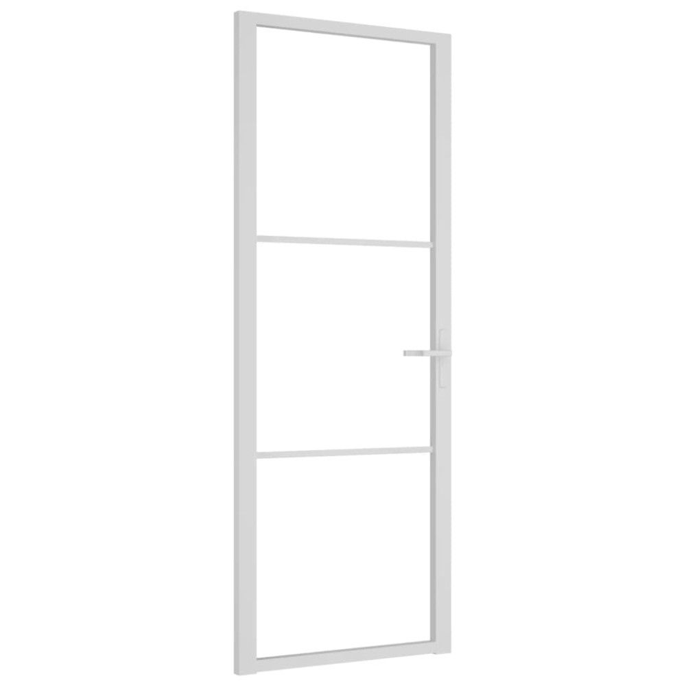 vidaXL Ușă de interior, 76x201,5 cm, alb, sticlă ESG și aluminiu