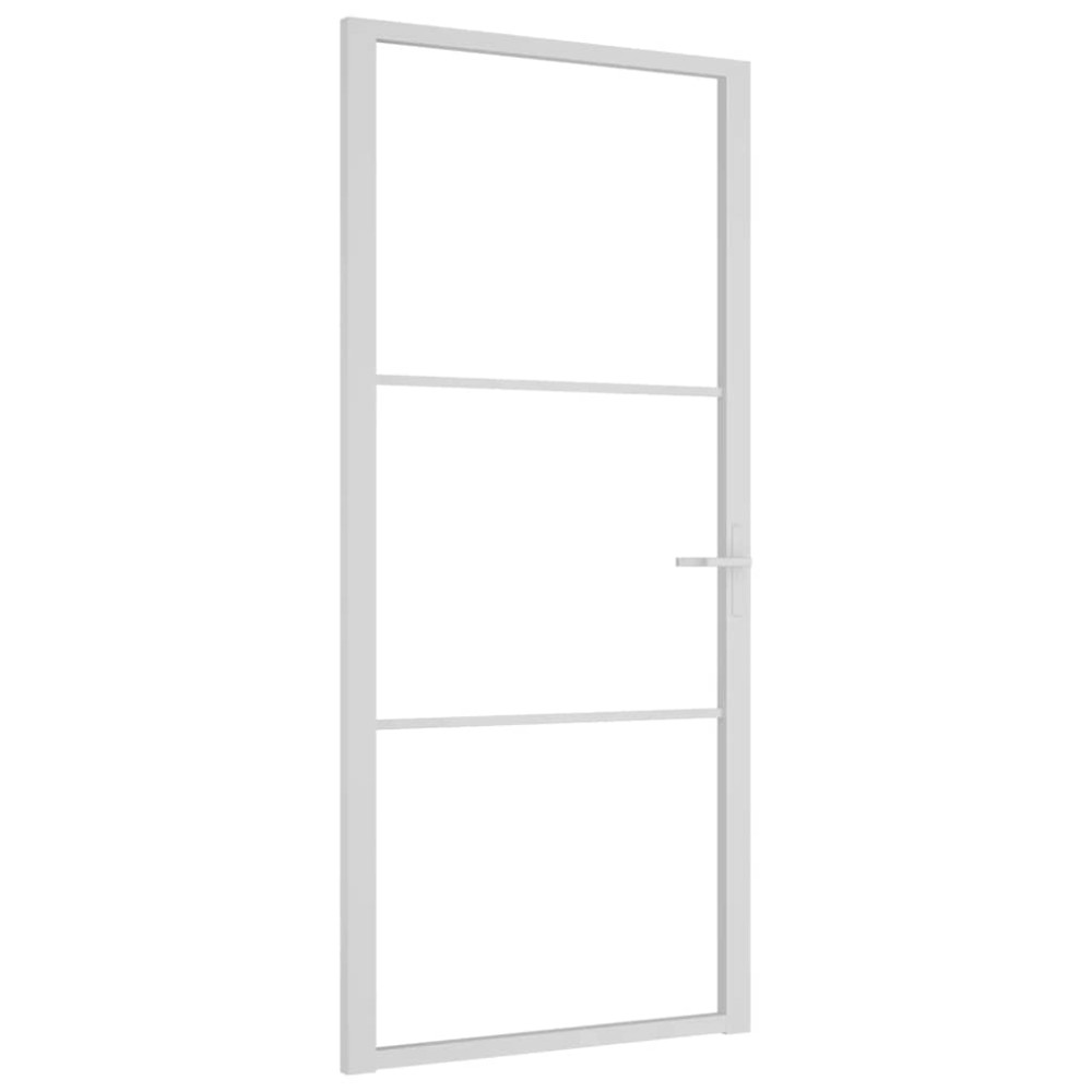 vidaXL Ușă de interior, 93x201,5 cm, alb, sticlă ESG și aluminiu